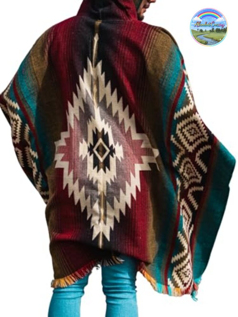 Handmade Alpaca Wool Poncho with Hood Sleeveless Wrap